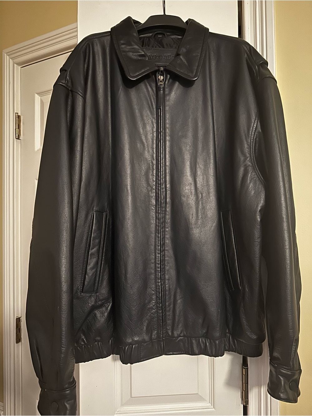 Vintage St. John's Bay Black Leather Zip Jacket Coat XL